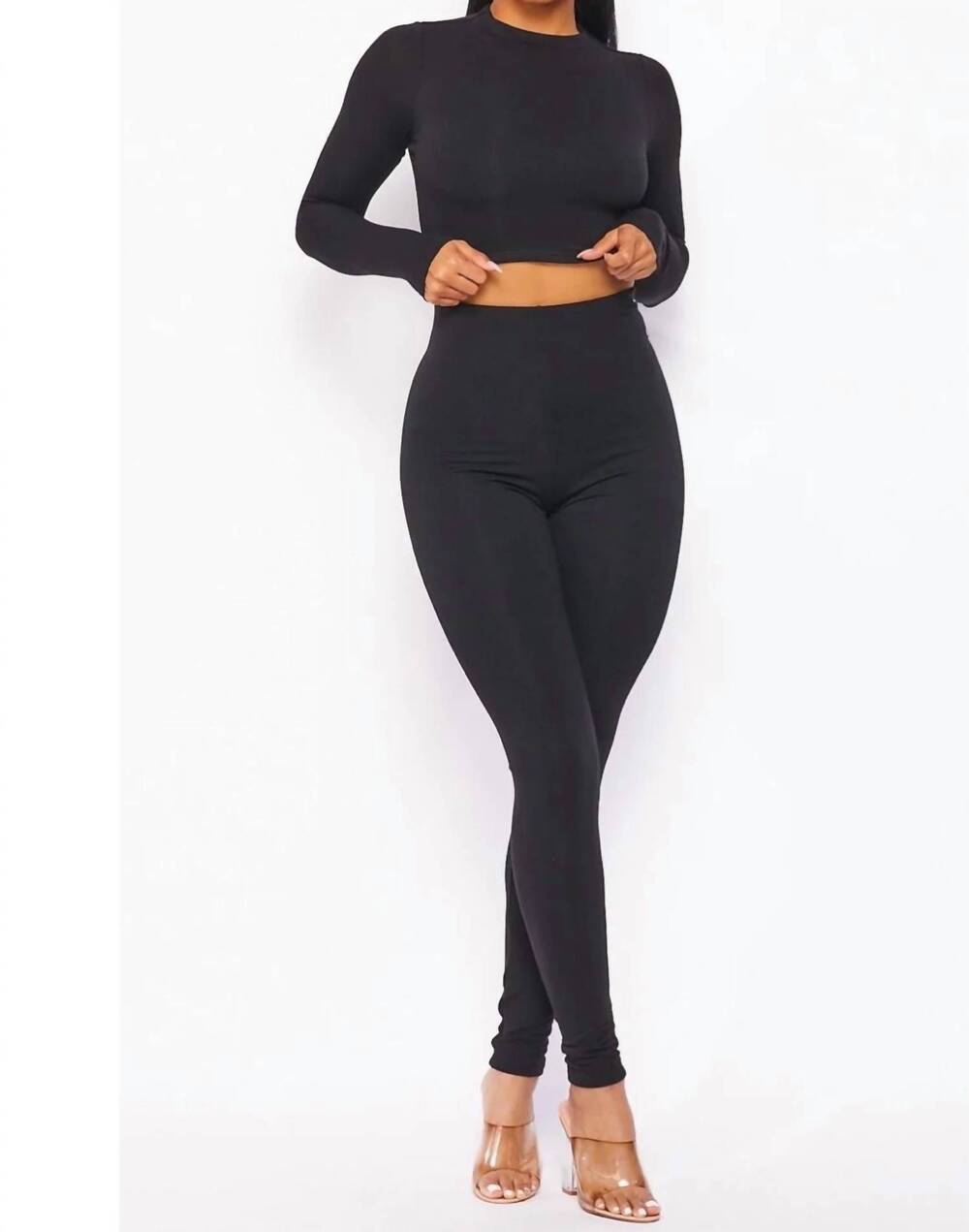 NEW HOT & DELICIOUS favorite soft stretchy long sleeve legging set in black